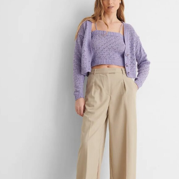 Anthropologie Eyelet Village Crochet Cardigan by Crescent Lavender SZ MEDIUM NWT - Picture 4 of 16